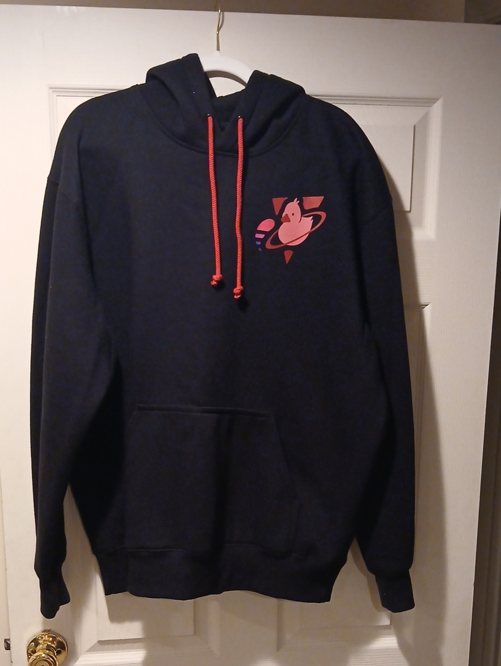 Quackity Merch Men's Black Hoodie with Hot Pink Drawstrings and  Duck Graphic